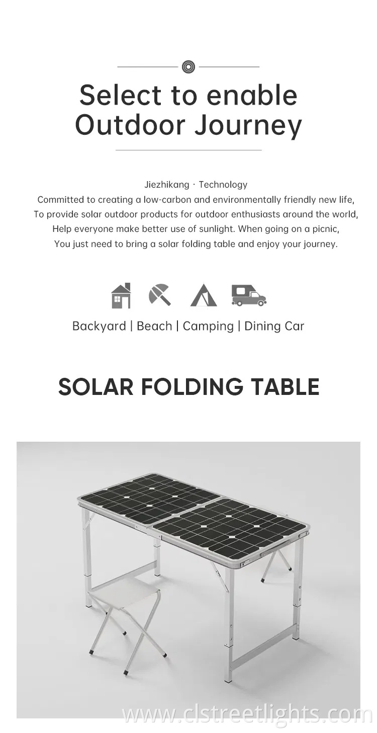 100W High-Efficiency Monocrystalline Silicon Portable Foldable Solar Panel Camping Table IP68 Waterproof
